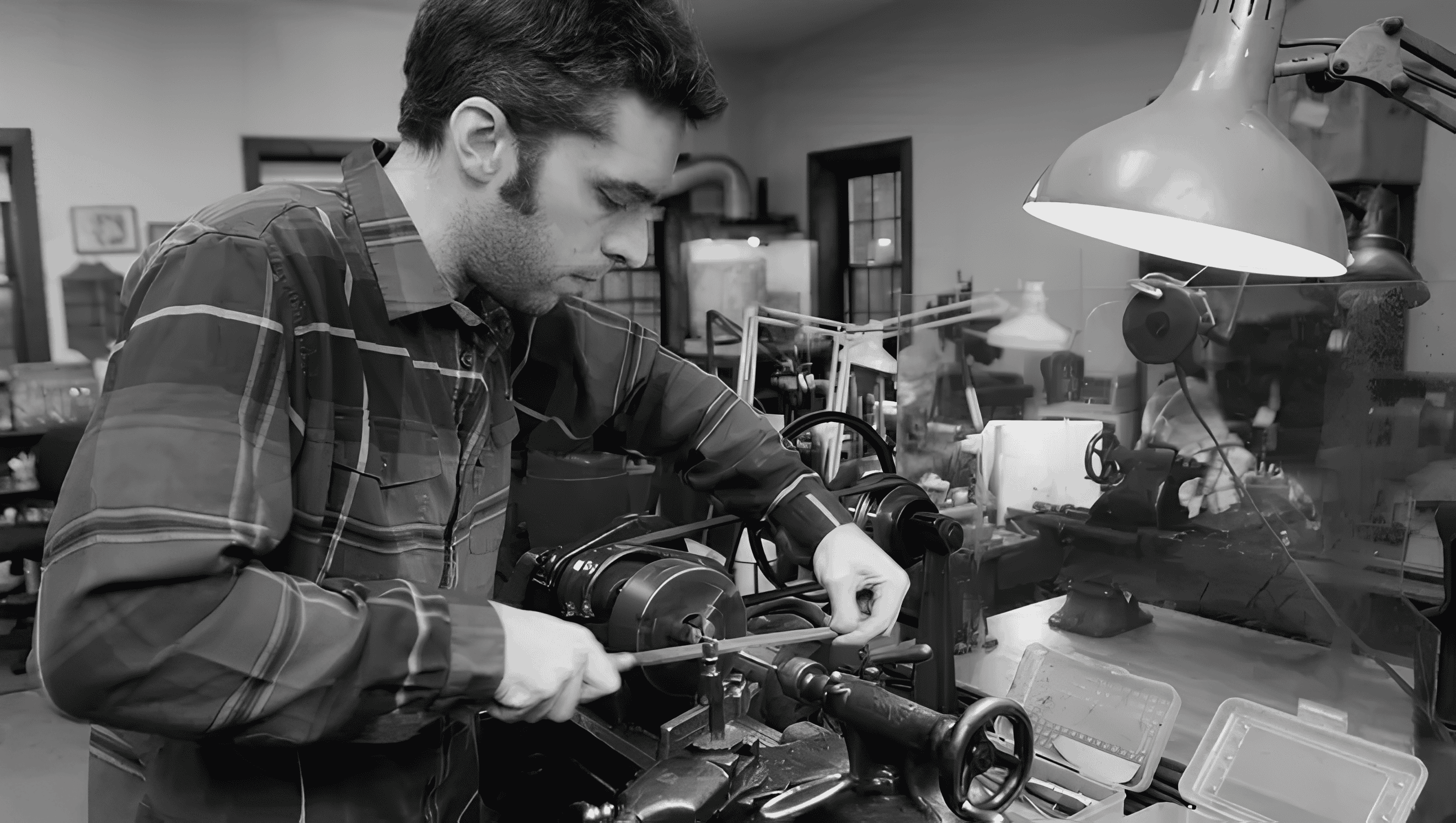 Alex Laubin working in the workshop